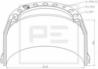 PE AUTOMOTIVE 03640200a -  Тормозной барабан